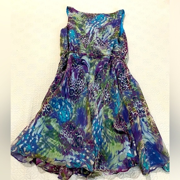 Jones New York Women Fit & Flare floral summer casual Dress Sleeveless  Size 14 - Picture 3 of 9